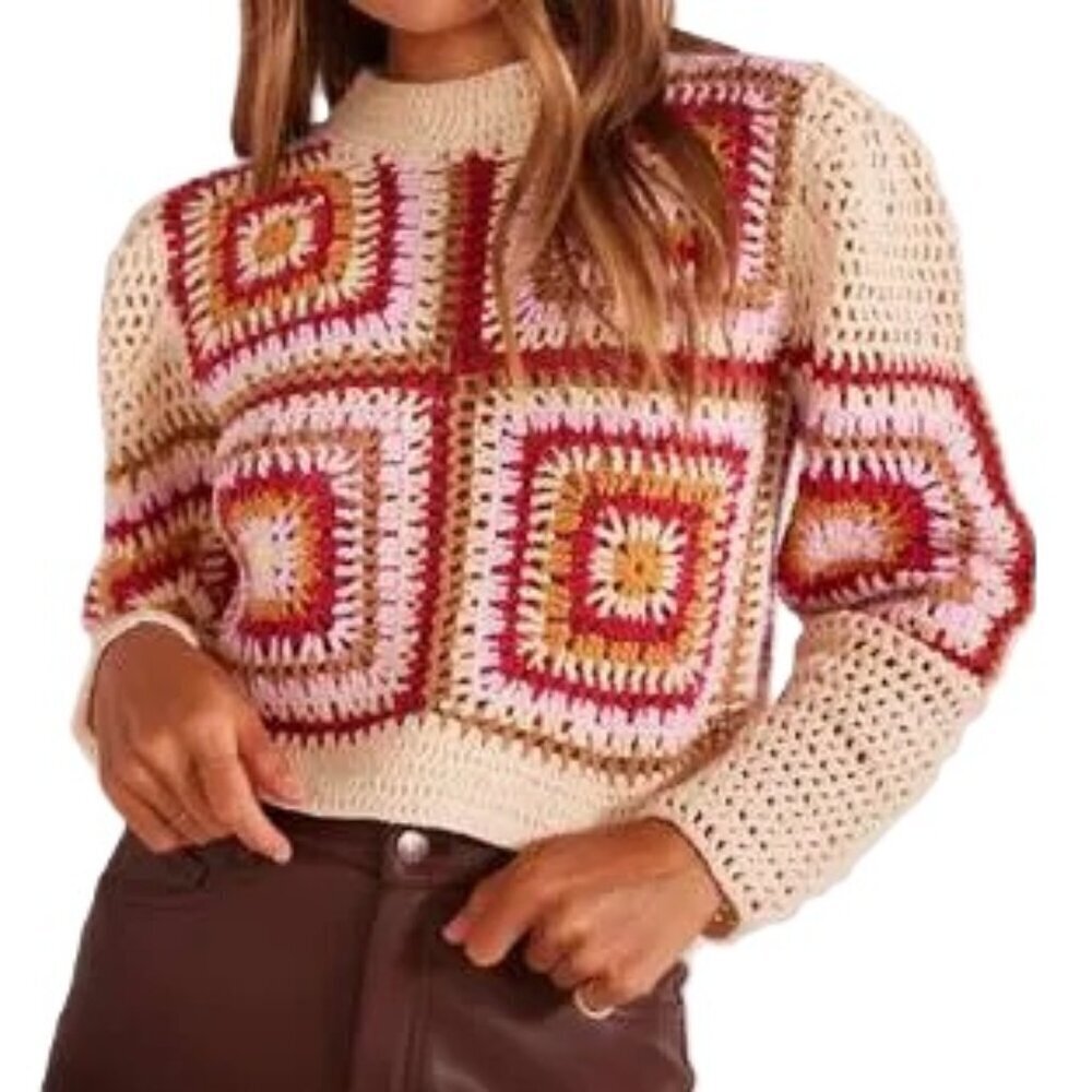 Truth By Republic Crochet Cotton Cropped Sweater